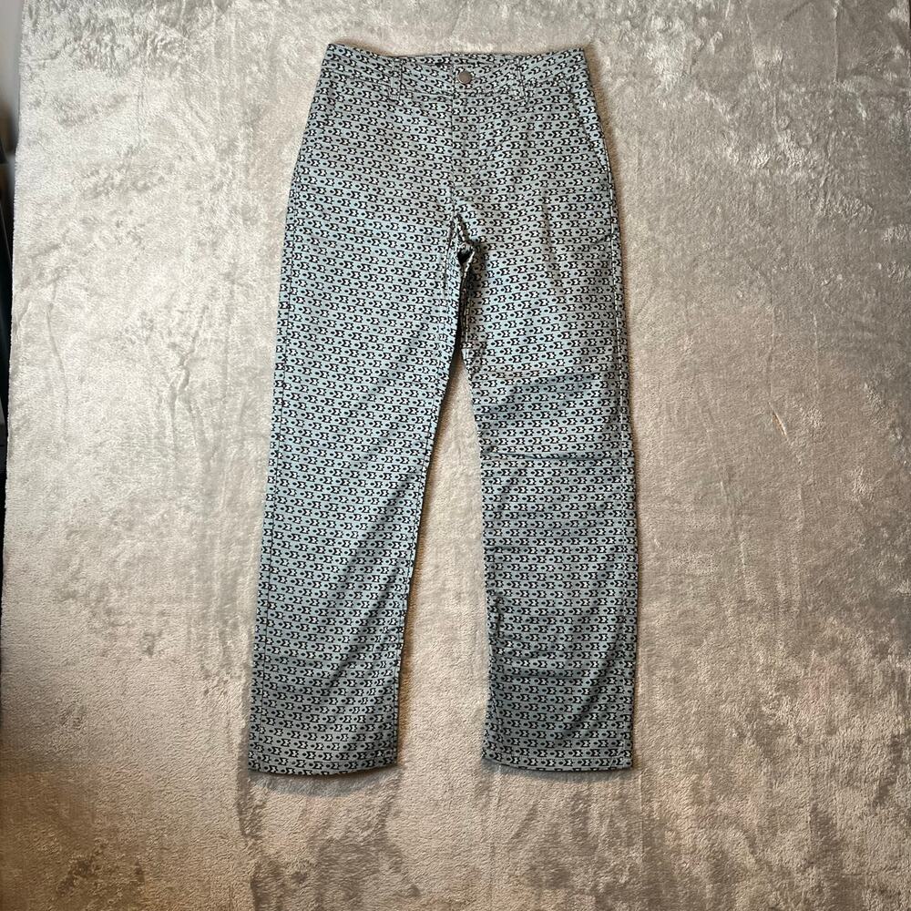 Peruvian Connection‎ Birdseye Geometric Print Pants Sz 4 Cotton Cashmere Blend
